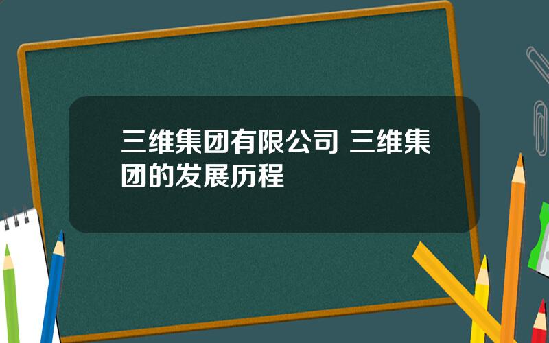 三维集团有限公司 三维集团的发展历程